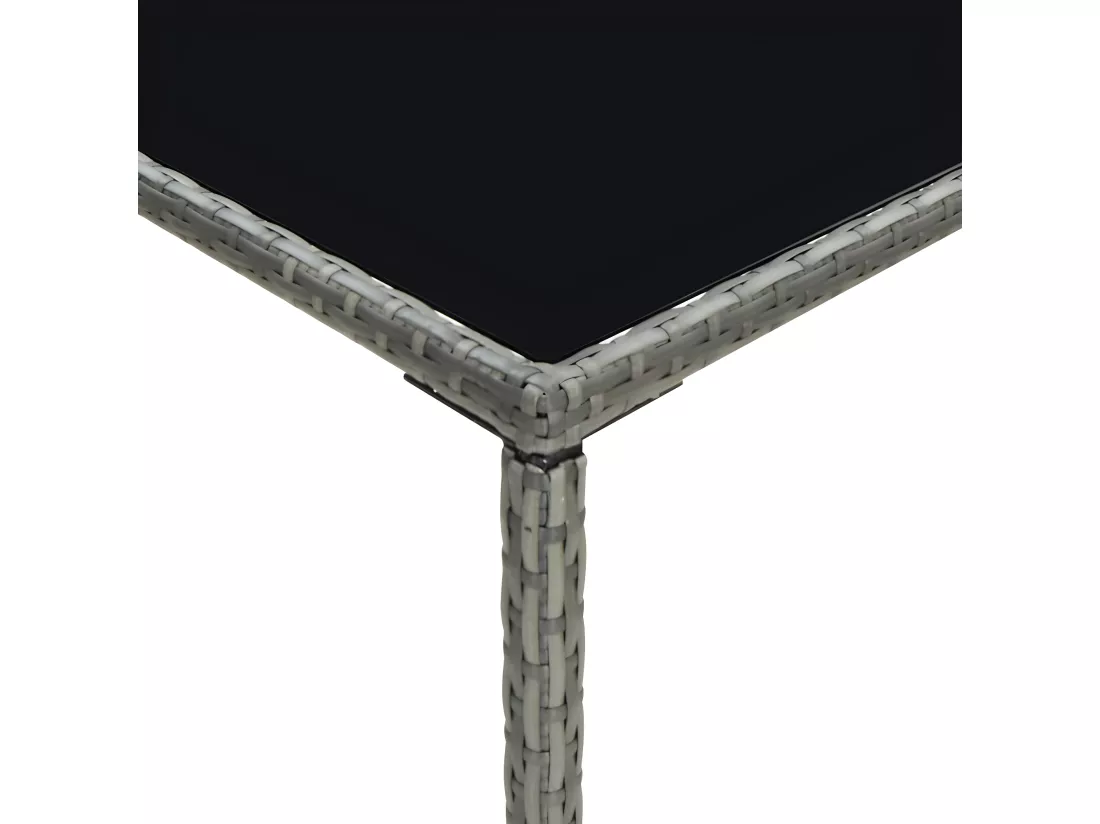 Prolenta Premium - Table de bar de jardin Gris 70x70x110cm Résine tressée et verre