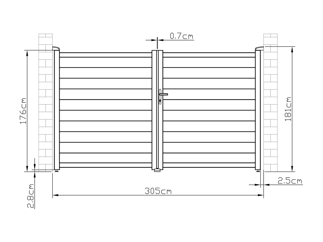 Portail électrique battant aluminium plein L305 x H181 cm anthracite - NAZARIO
