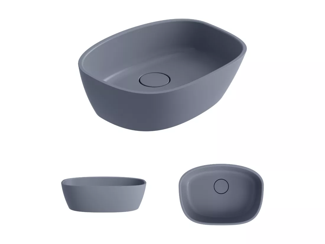 Vasque à poser FRODE - 75% Minéral Gris Mat Asymétrique 50*36*H16.6cm - LAVABERG