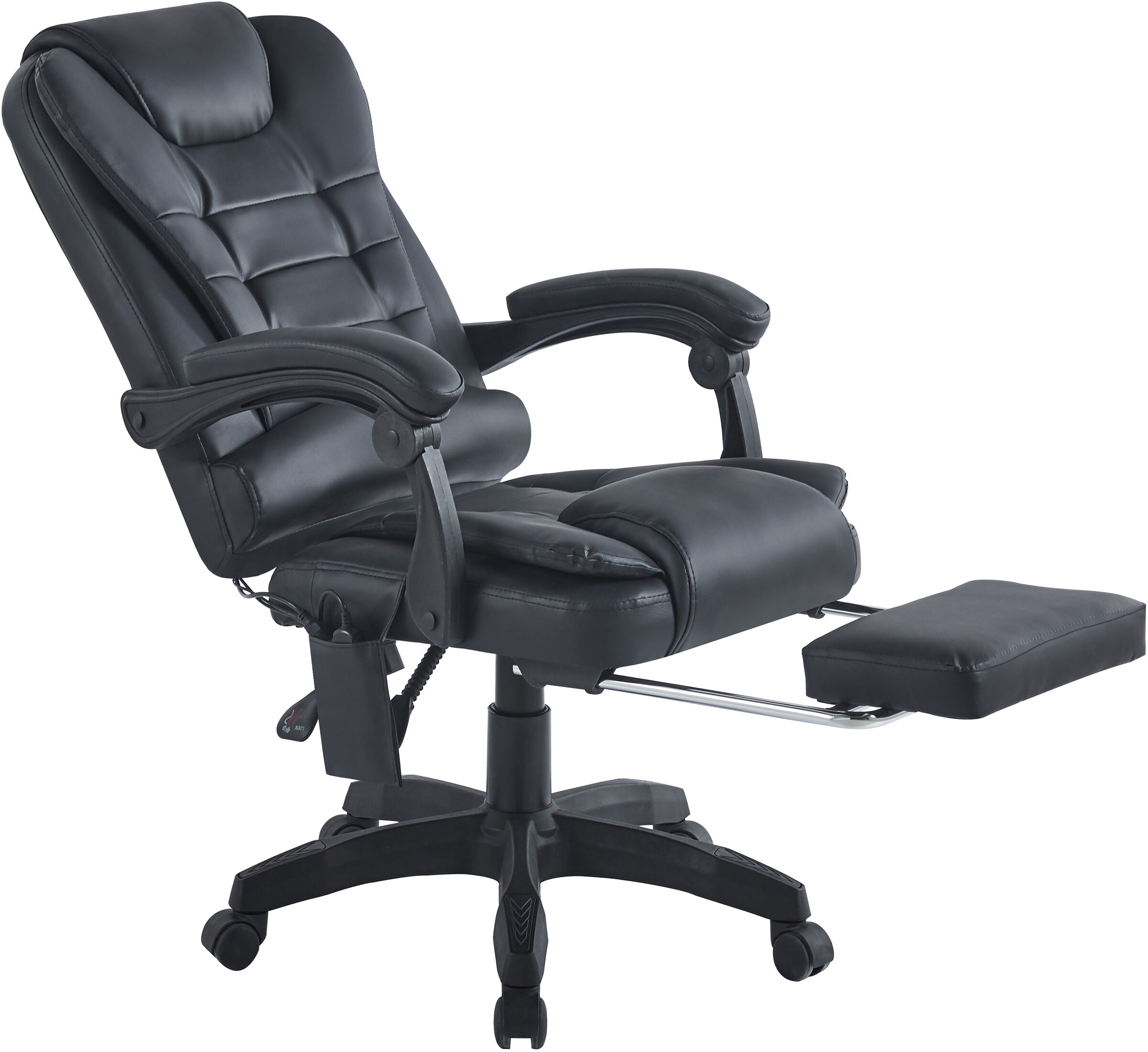 VCM Massage Heizung Bürostuhl Schreibtischstuhl Drehstuhl Chefsessel Fußablage Gamingstuhl Alasko Plus