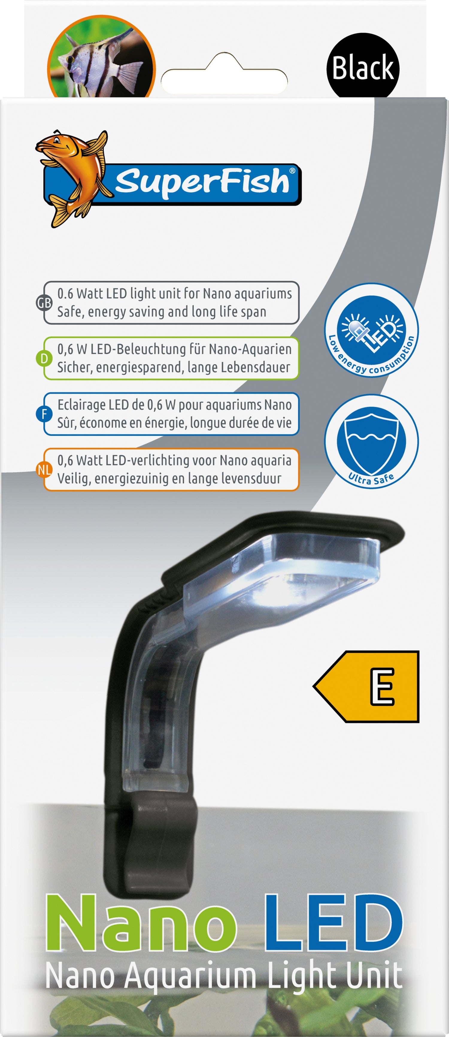SuperFish aquarium verlichting Nano zwart LED 6 x 10 x 23 cm