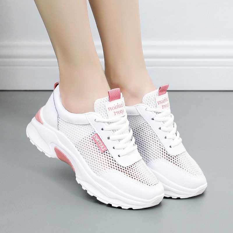 caneik - Veterschoenen met mesh paneel en letters