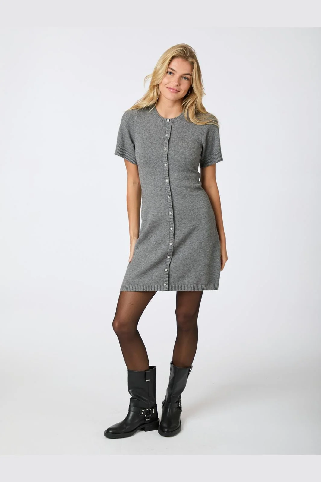 Neo Noir Elise Knit Dress dark grey melange