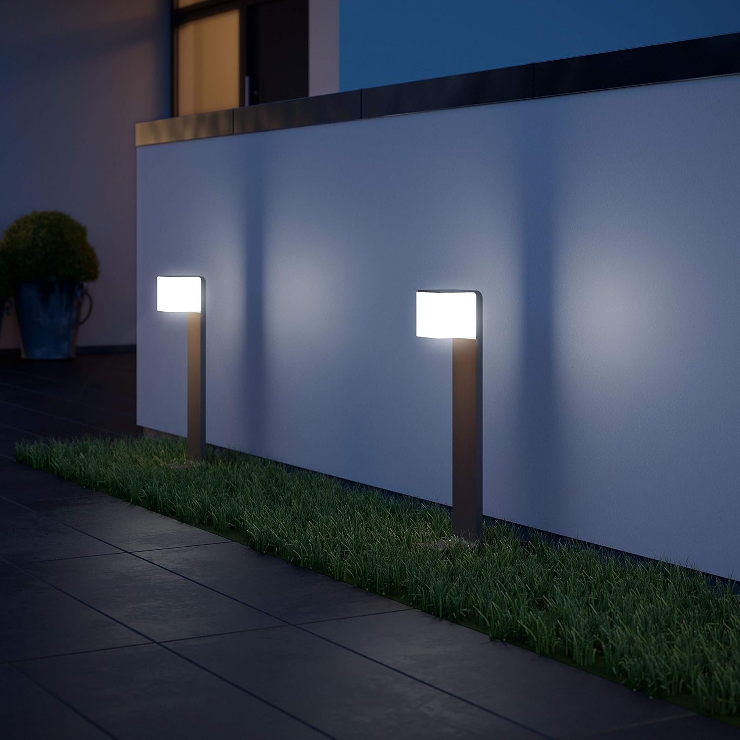 Steinel LED Wegeleuchte GL 80 SC Connect, smarte Gartenleuchte, Bewegungsmelder, dimmbar, vernetzbar per App, Zeitschaltuhr, 3000 K, 9.1 W, Anthrazit