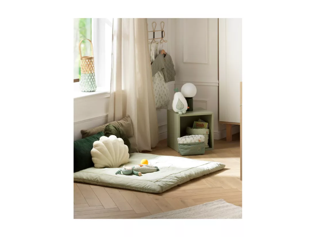 Grand tapis 100x100 cm en Lin Vert tilleul