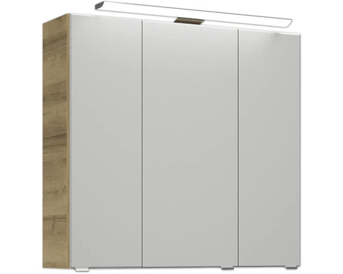 Pelipal Kumba badkamermeubelset (B x H x D): 137 x 200 x 50 cm, frontkleur: Riviera eiken, 5-delige set inclusief witte mineraalstenen wastafel, halfhoge kast en onderkast (artikelnr. 99.770126472)