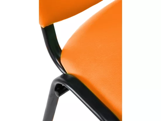 Chaise de salle à manger - Similicuir & Métal noir mat - Orange - Ken