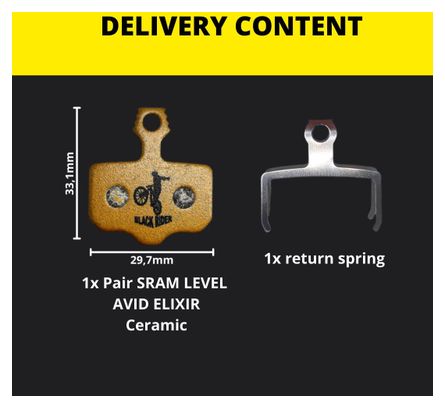 Paires de Plaquettes BLACK RIDER pour SRAM Level | AVID Elixir Céramique 
