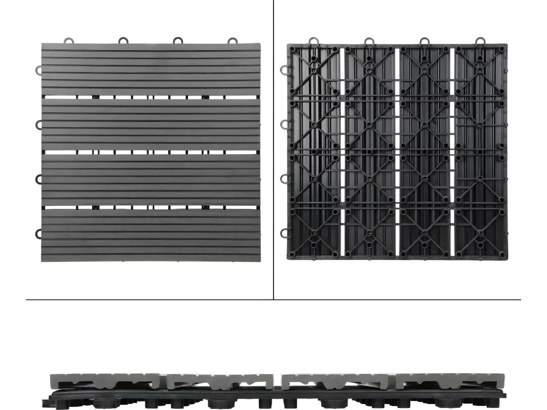 ECD Germany Lot de 55 Dalles de Terrase en WPC 30x30cm pour 5m² Anthracite Montage au Système de