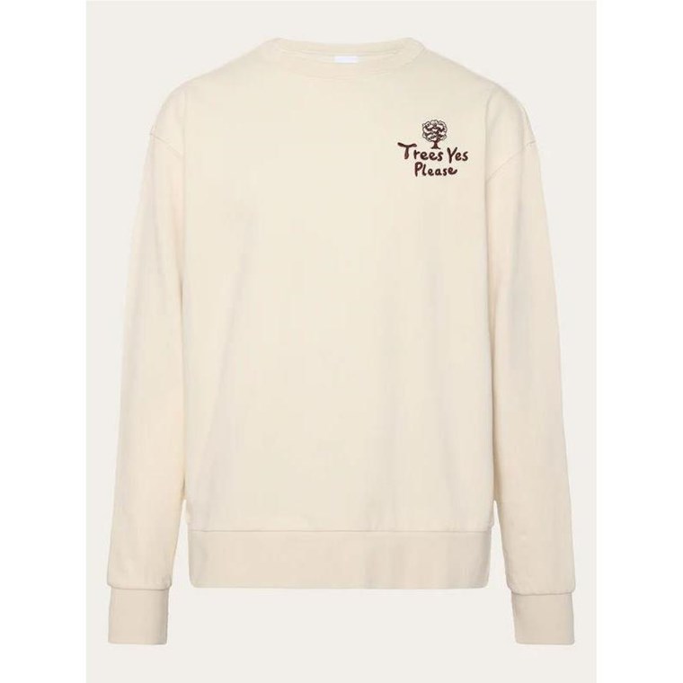 KnowledgeCotton Apparel Loose Fit Sweat Camp Print Egret
