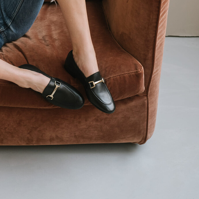 Mocassins à mors  en cuir noir