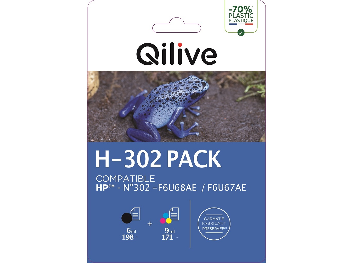 TINTEIRO COMPAT/RECICL QILIVE H-302 PACK B CMY HP