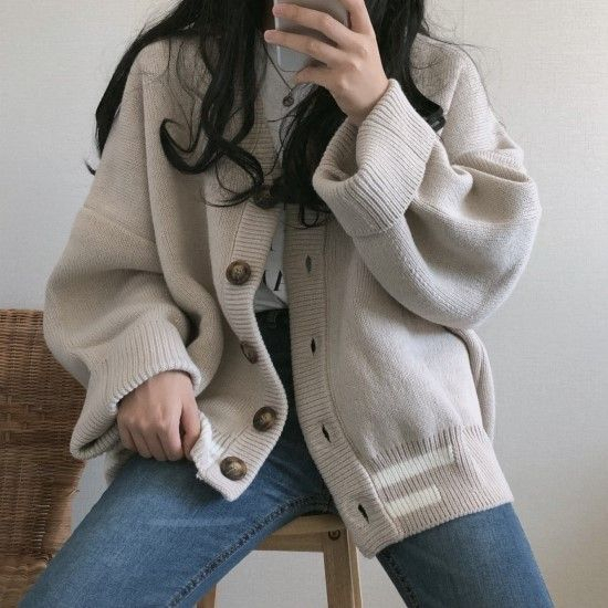 Strawolf - Oversized gebreide cardigan met contrasterende afwerking