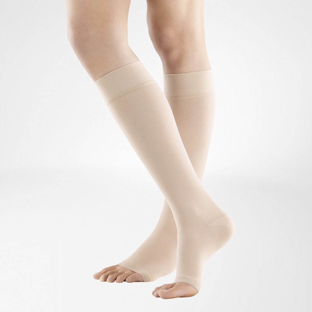 Bauerfeind VenoTrain Soft KKL2 AD<br>1 Paar, XL, normal/short offene Fussspitze Noppenhaftband 3cm creme
