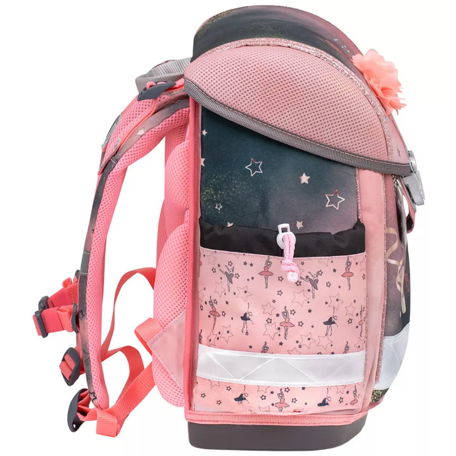 Belmil Schulranzen Classy Schulranzen Set 5-teilig mit Brustgurt Ballerina Black Pink