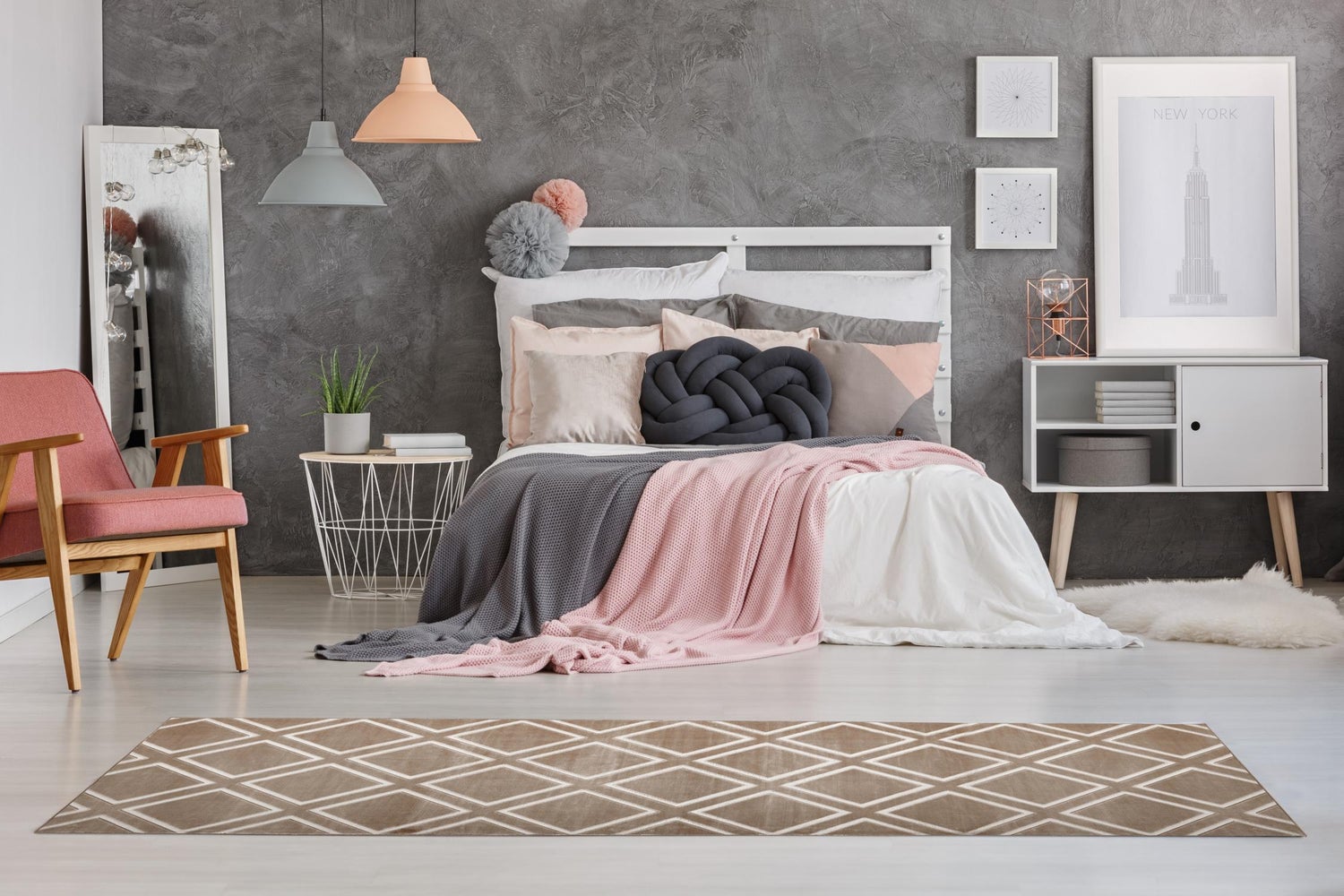 Kortpolig vloerkleed Blissique Taupe Modern, Klassiek 80 x 300 cm