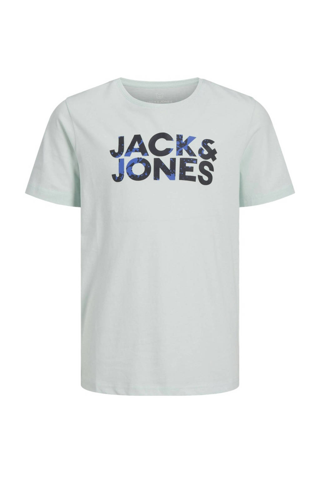 JACK & JONES T-shirt JJSTYD CORP SPLASH met logo ijsblauw