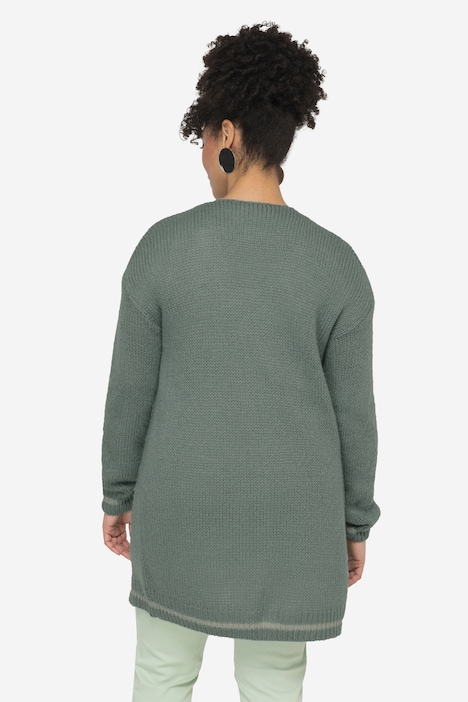 Strickjacke, Glitzer-Bündchen, offene Form, Langarm