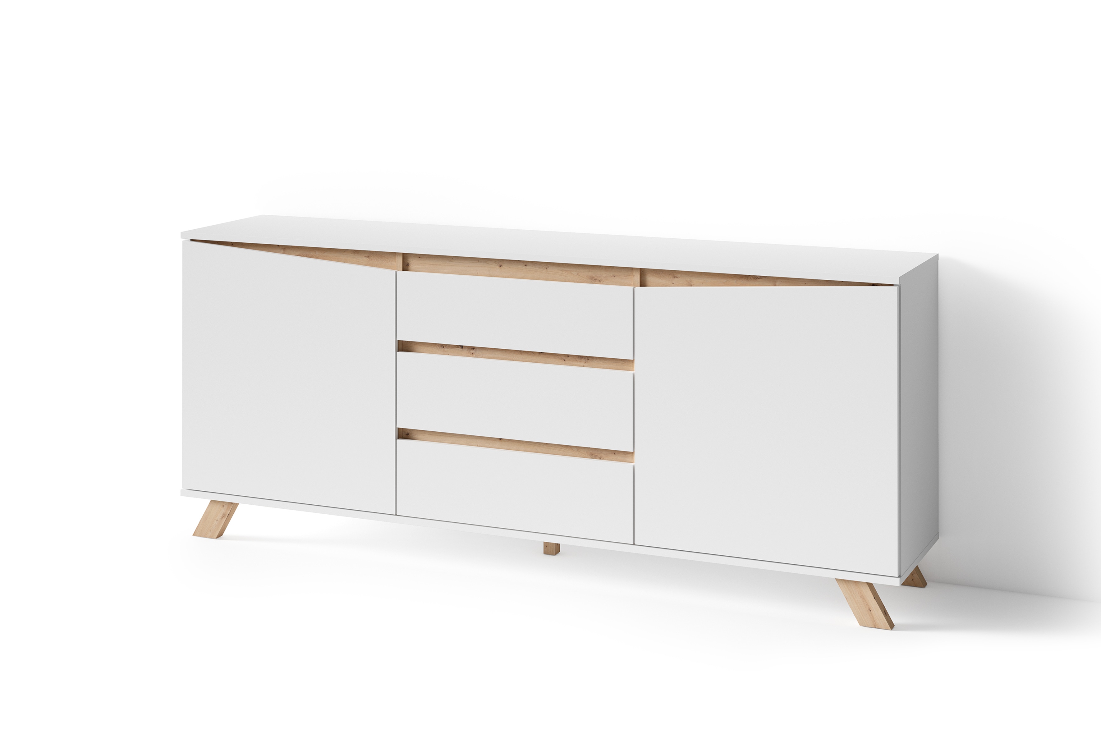 byLIVING Sideboard VALENTIN, Breite 180 cm, weiß/Artisan Eiche (Eiche-Optik)
