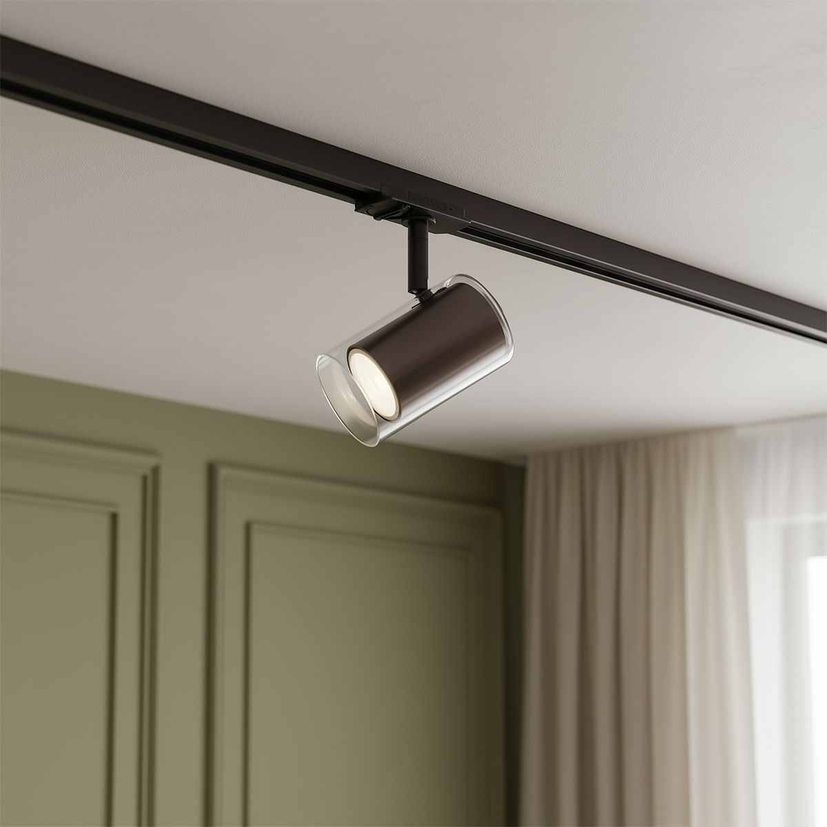 Moderne spot donker brons met helder glas voor railsysteem 1-fase - Iconic Lloyd
