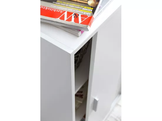 Commode avec 2 portes Armoire 60x107,5x28,5 cm Blanche Buffet Cabinet