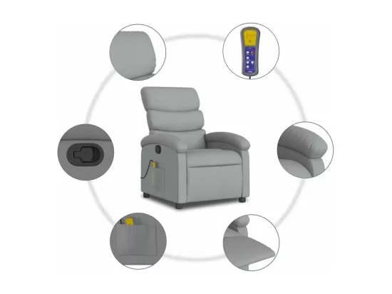 Fauteuil massant inclinable Gris clair Tissu