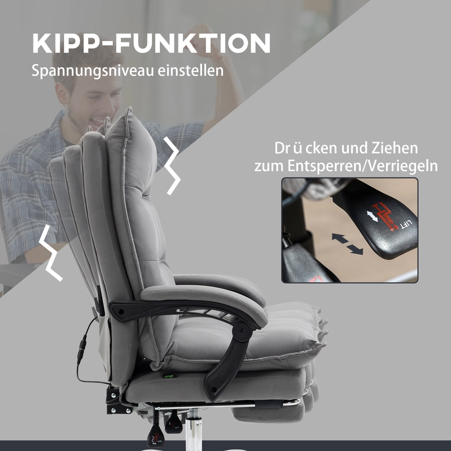 Vinsetto Massage-Bürostuhl mit Vibrationsmassagepunkte grau