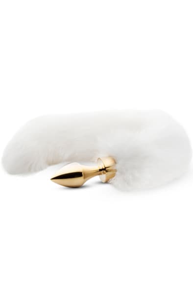 Easytoys Fox Tail Plug Gold/White Analplugg med hale