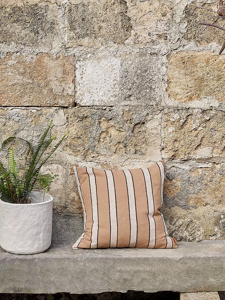 FERM LIVING Brown-Cotton-Kissen Stripe  braun