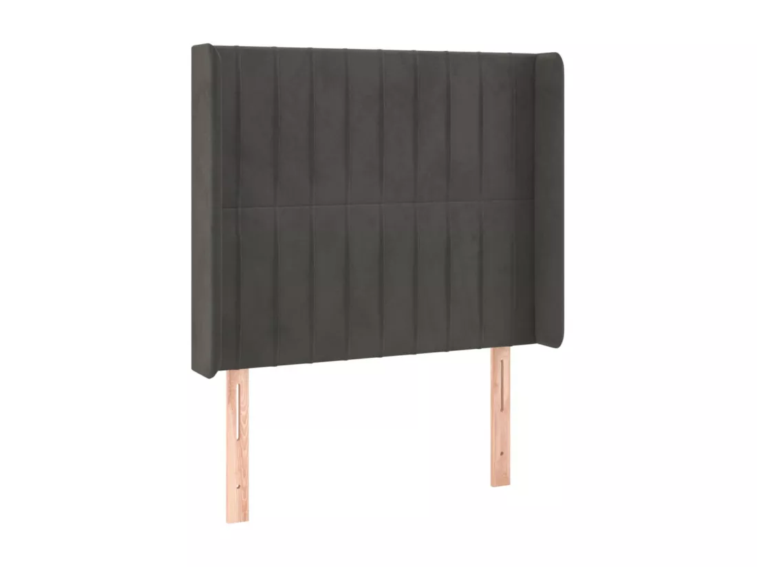 Sommier tapissier et matelas et LED Gris foncé 90x190cm Velours