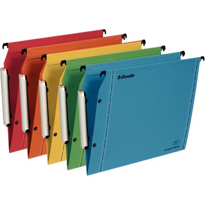 Dossiers suspendus esselte lmg armoire en kraft 240g fond v bouton-pression coloris assortis paquet de 10