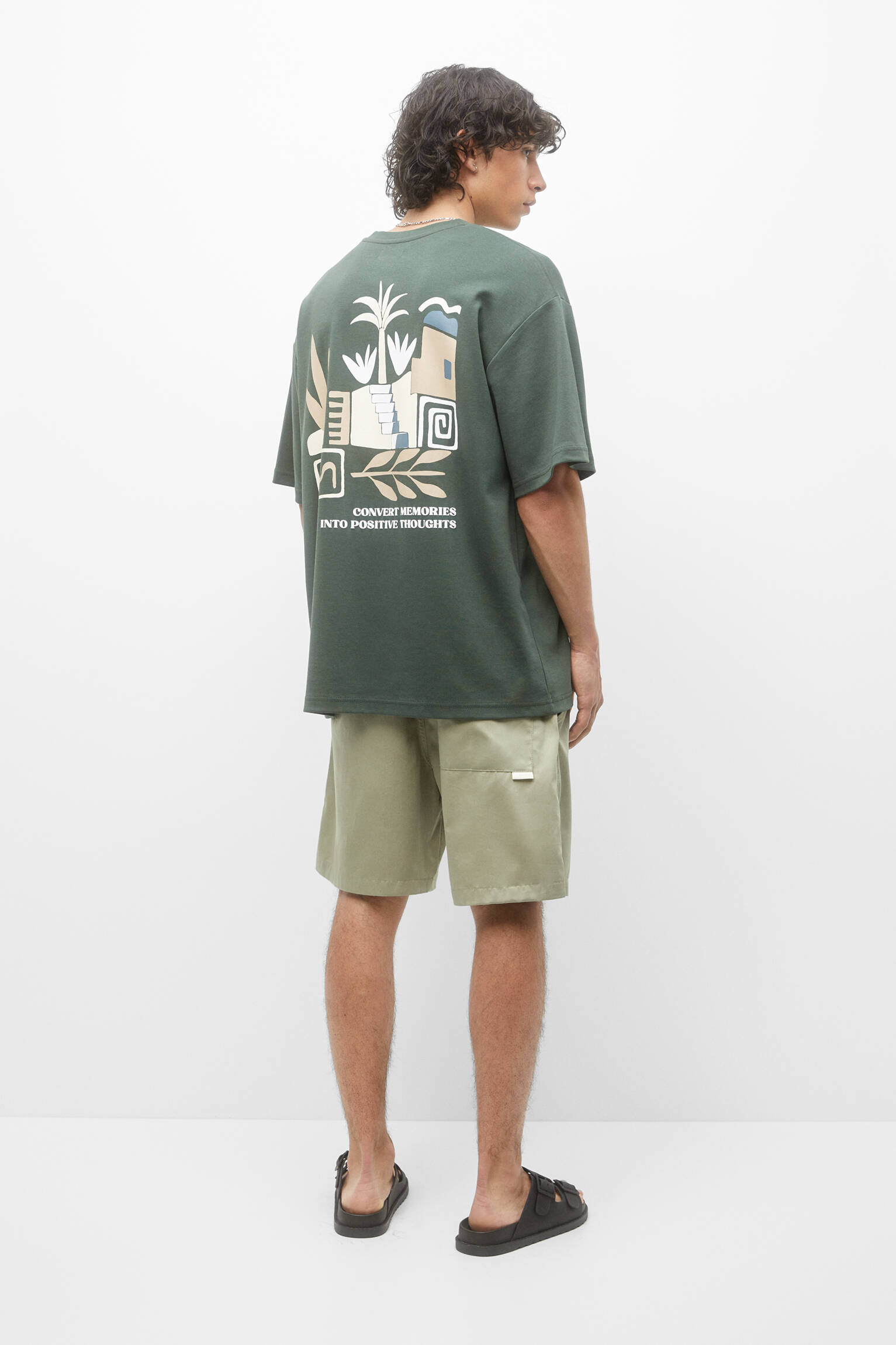 CAMISETA DE LÃ COM ESTAMPA - CÁQUI