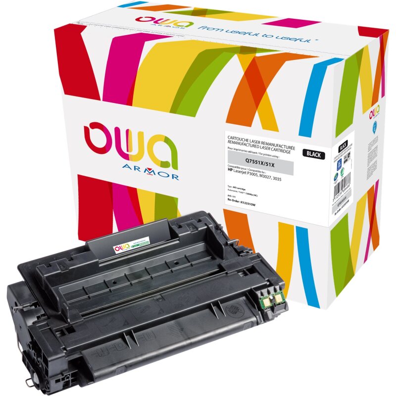 Toner remanufacturé OWA - haute capacité - Noir - pour HP Q7551X