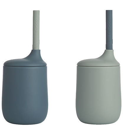 Liewood Becher m. Strohhalme - Silikon - 2er-Pack - Ellis - Whal