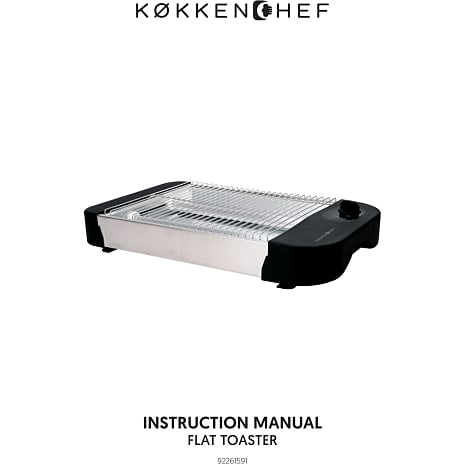 Køkkenchef flad brødrister - sort/sølv