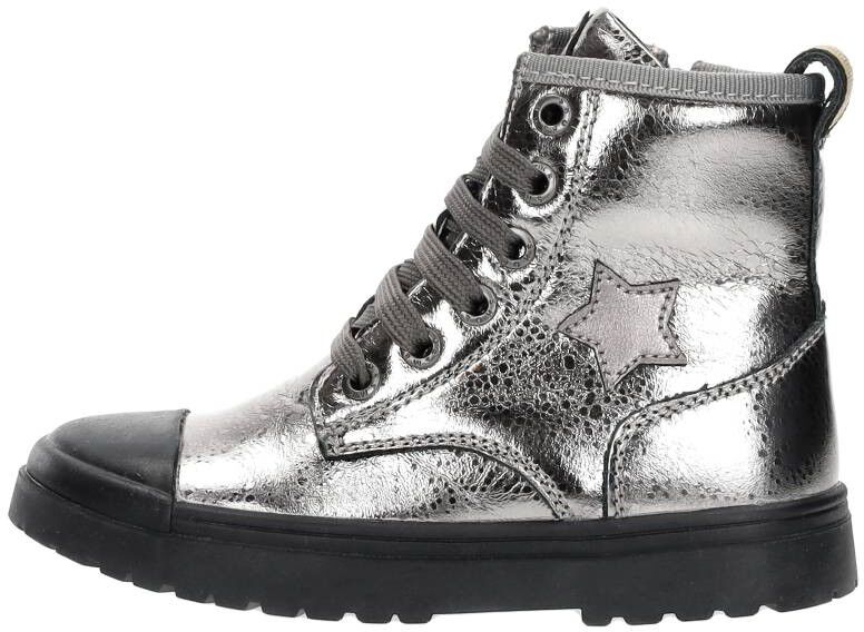 Shoesme Veterschoen hoog zilver
