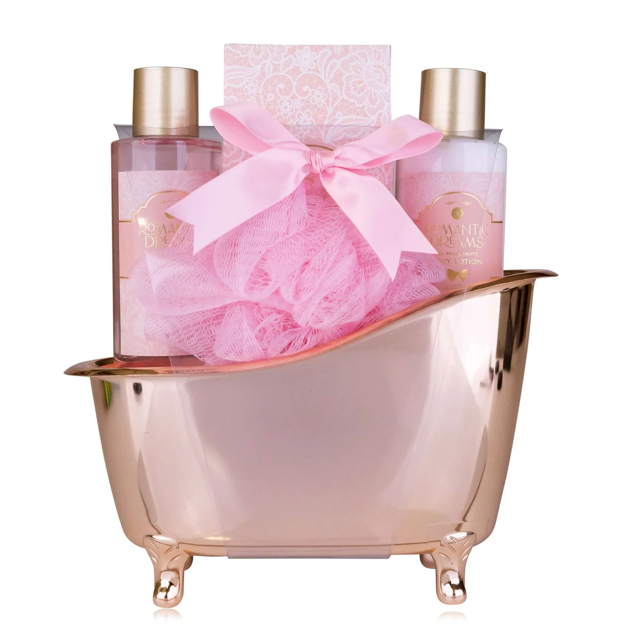 Tentation - Coffret Romantic Dreams Gel Douche, Lotion Corps, Sels de Bain & Fleur de Massage- Tentation