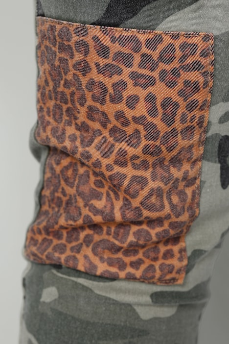 3/4-Hose, Komfort Fit, Camouflage, Destroy-effekte, Patches