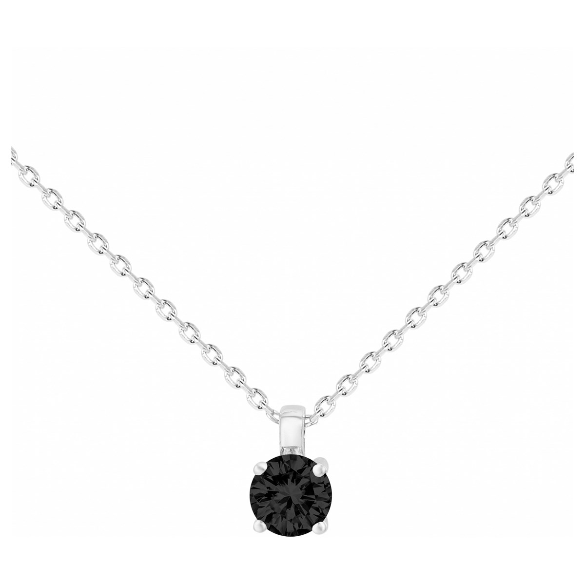 Collier mono-motif en Argent avec oxyde de zirconium noir