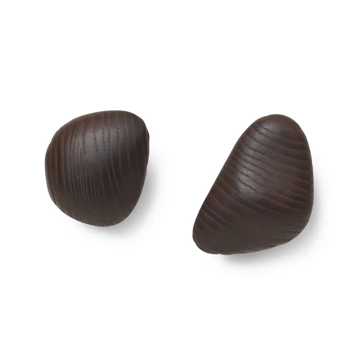 Ferm Living - Cairn Wandhaken, dunkelbraun (2er-Set)