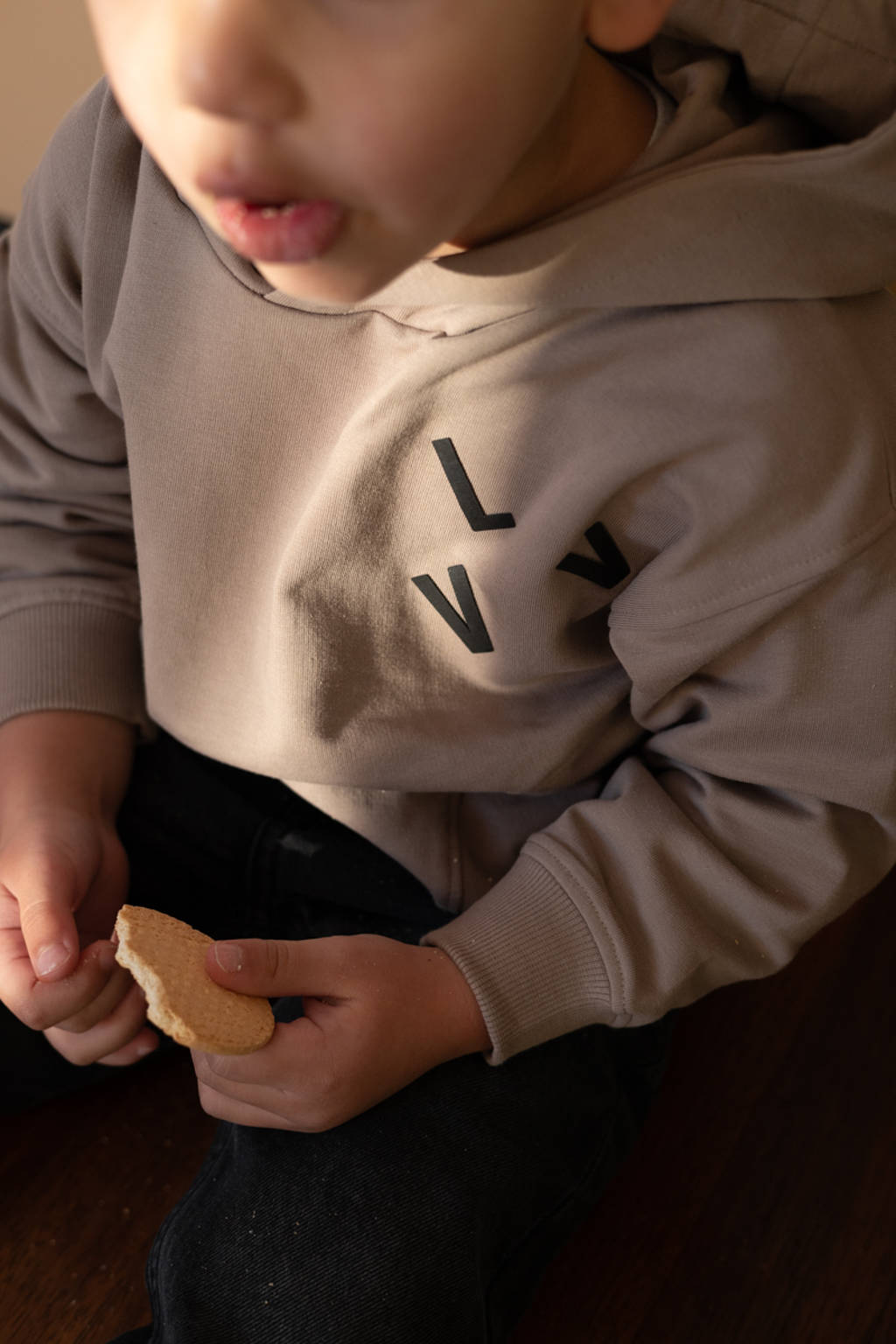 LEVV hoodie met logo zand