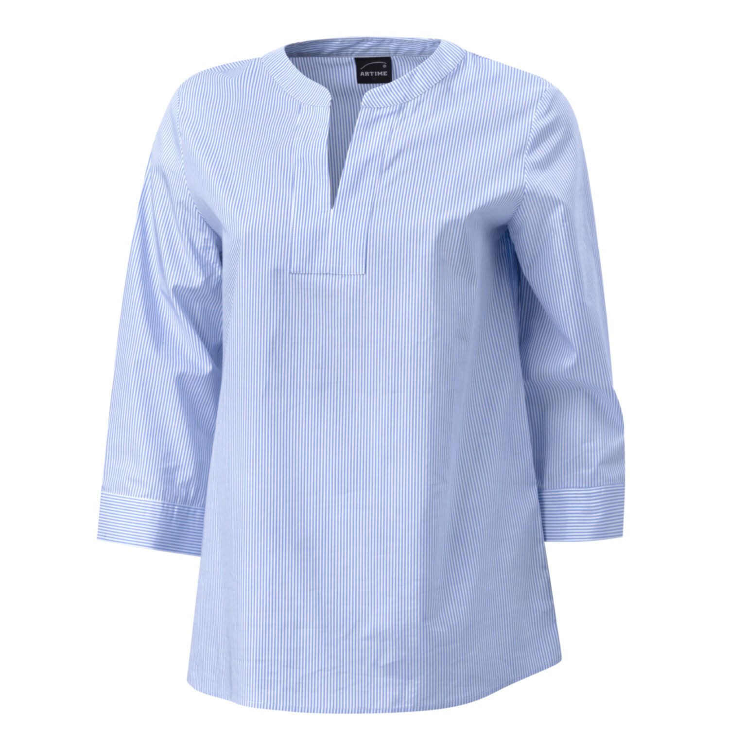 Tunika Bluse aus Baumwolle mit V-Neck
