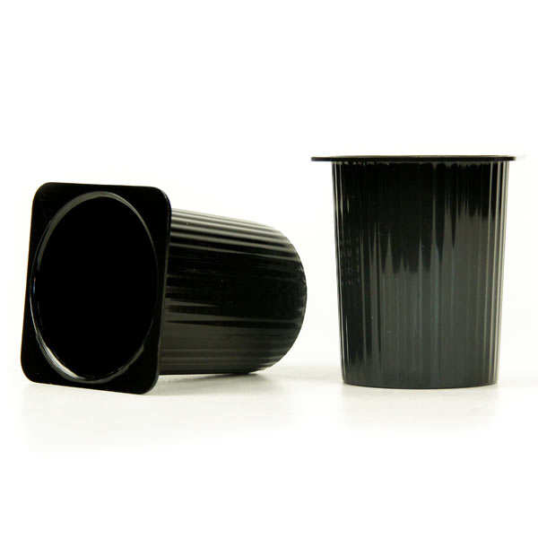 Pot Petit-Suisse réutilisable en plastique noir pour mises en bouche