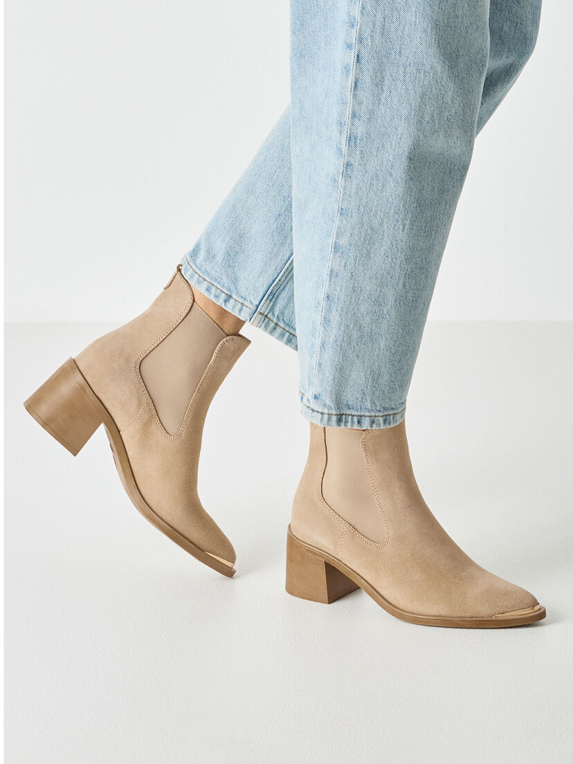 Leren Chelseaboot - beige