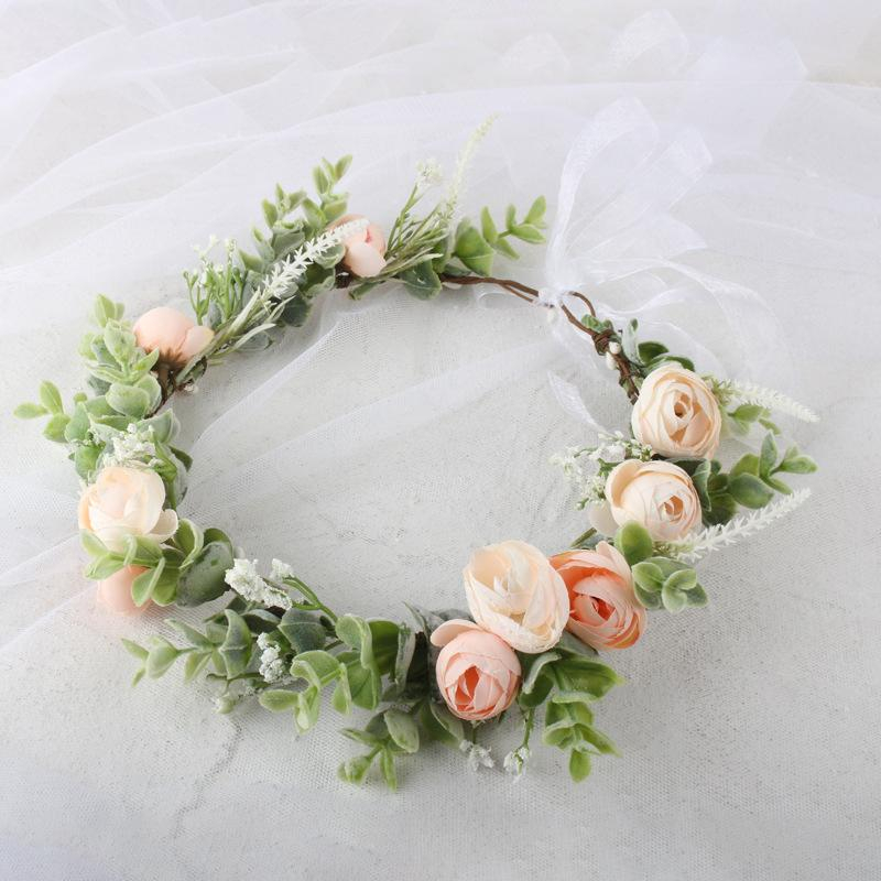 (Ø17cm) Haar Blumenkranz Party Accessoire Rosen Haarband für Hochzeit / Junggesellinnenabschied - Grün / Rosa