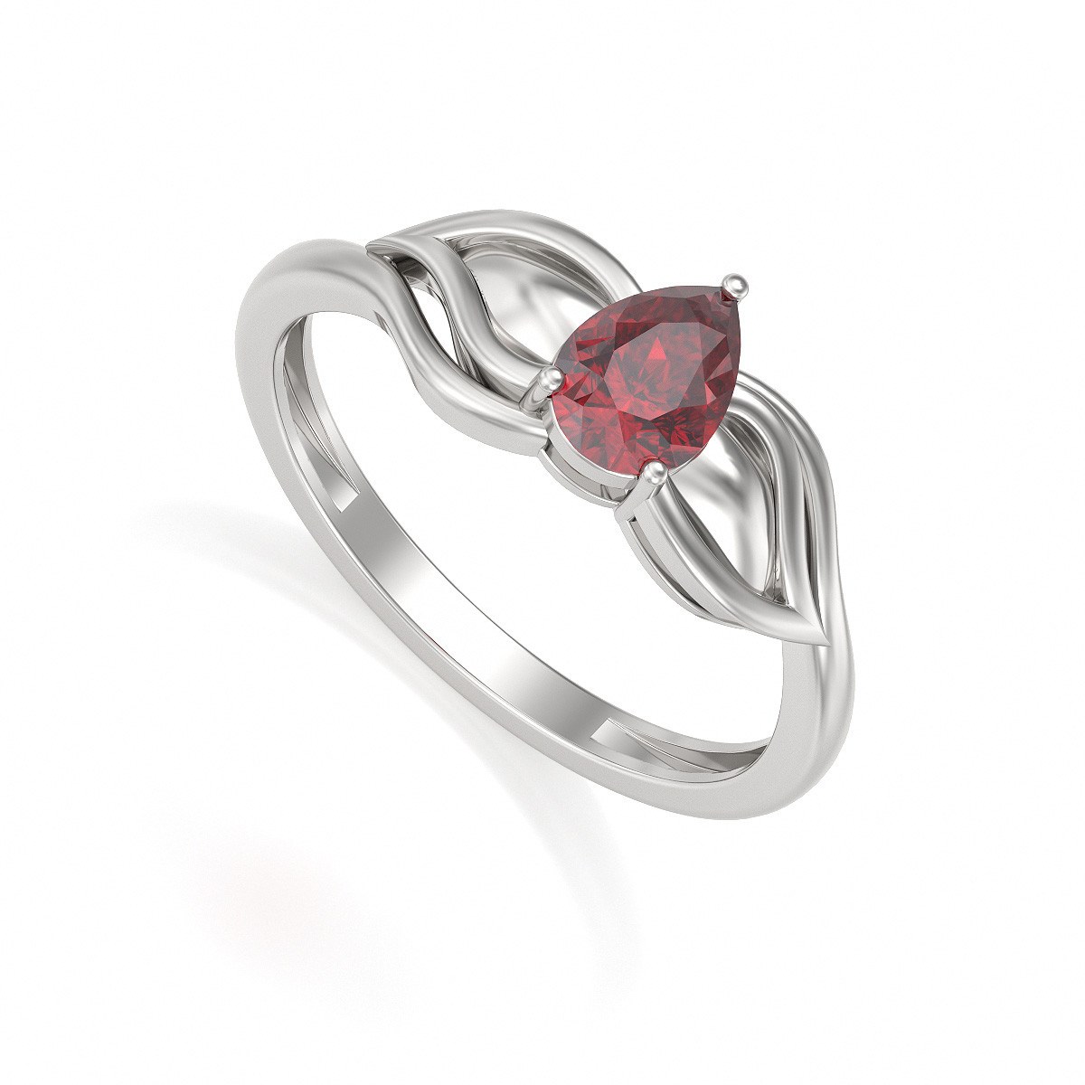 Bague Solitaire Rubis sur Argent 925 1.92grs