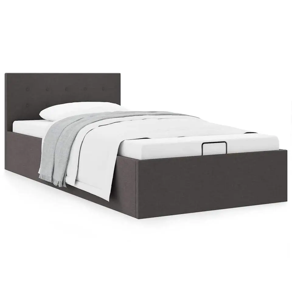 vidaXL - Bed met opbergruimte - Hydraulische - Donkergrijs - Stof - 100x200 cm