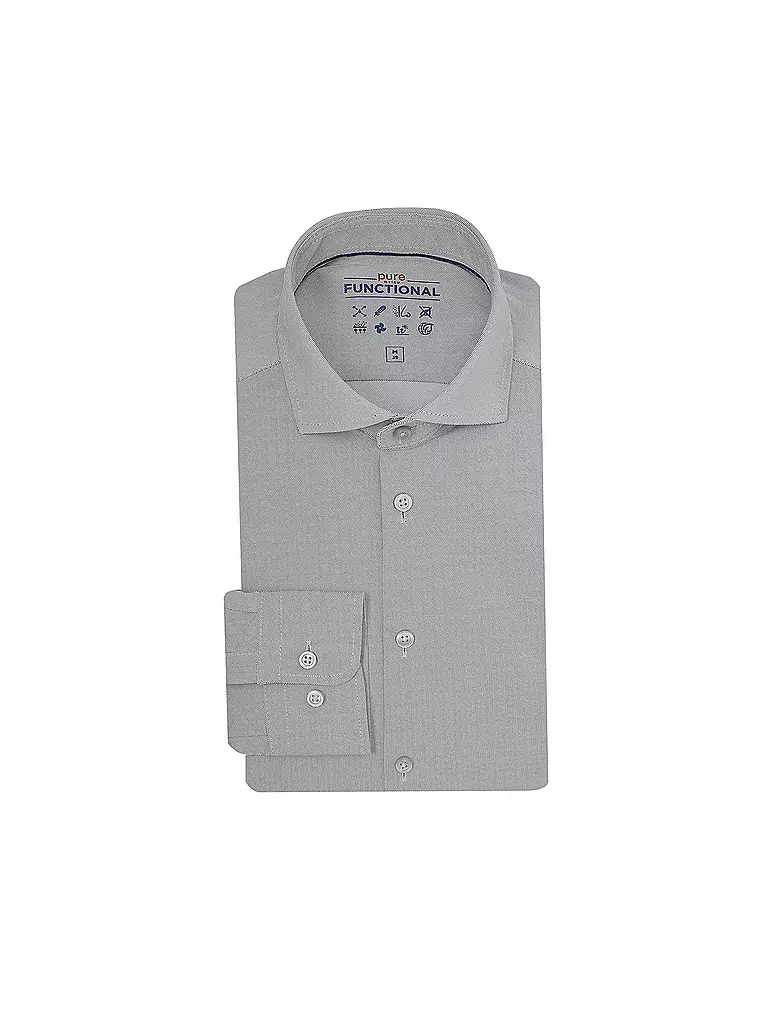 PURE Jerseyhemd Slim Fit  grau