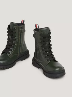 Bota de motociclista com cadarço e sola robusta