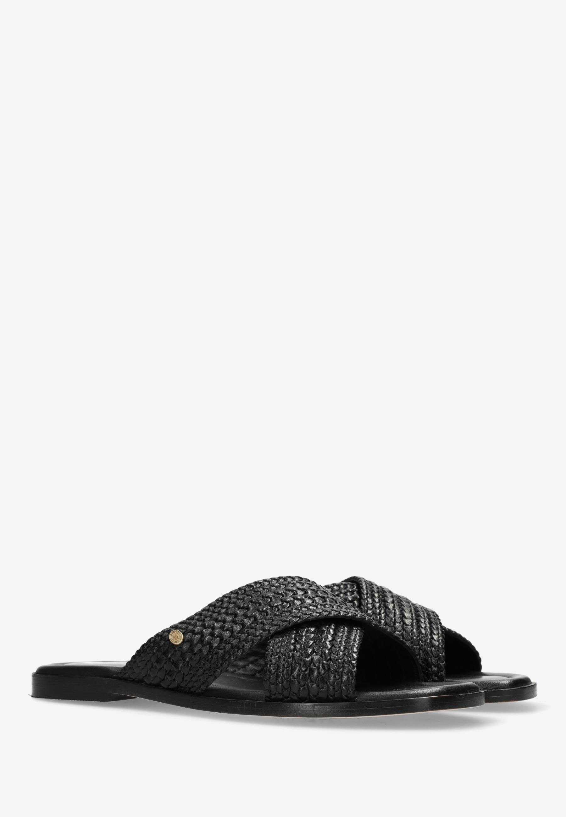 ERO CROSS Slipper woven leather Black